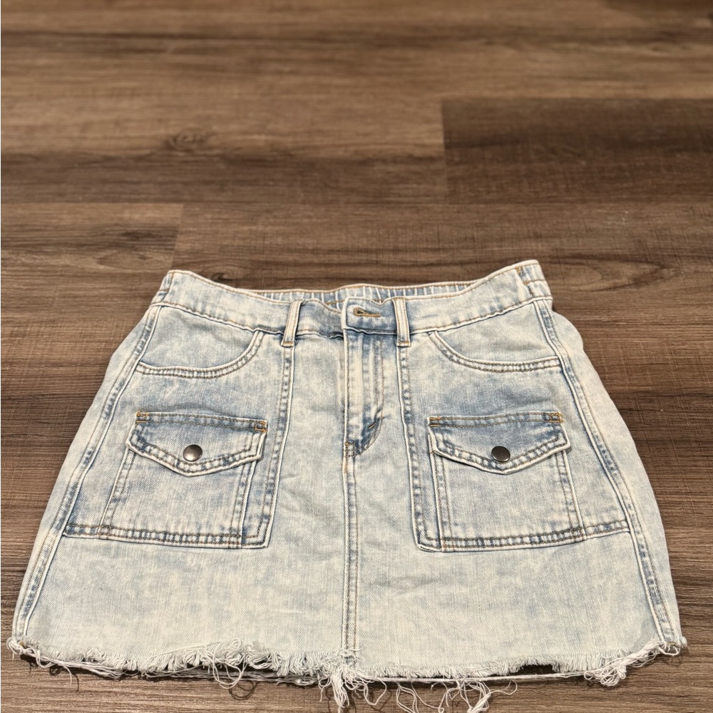 Aerie Light Blue Denim Mini Skirt